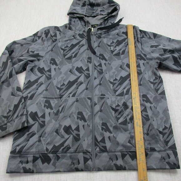 Under armour Hoodie Mens Large Gray Geometric Fleece Lined Loose Fit Full Zipper - Picture 10 of 11